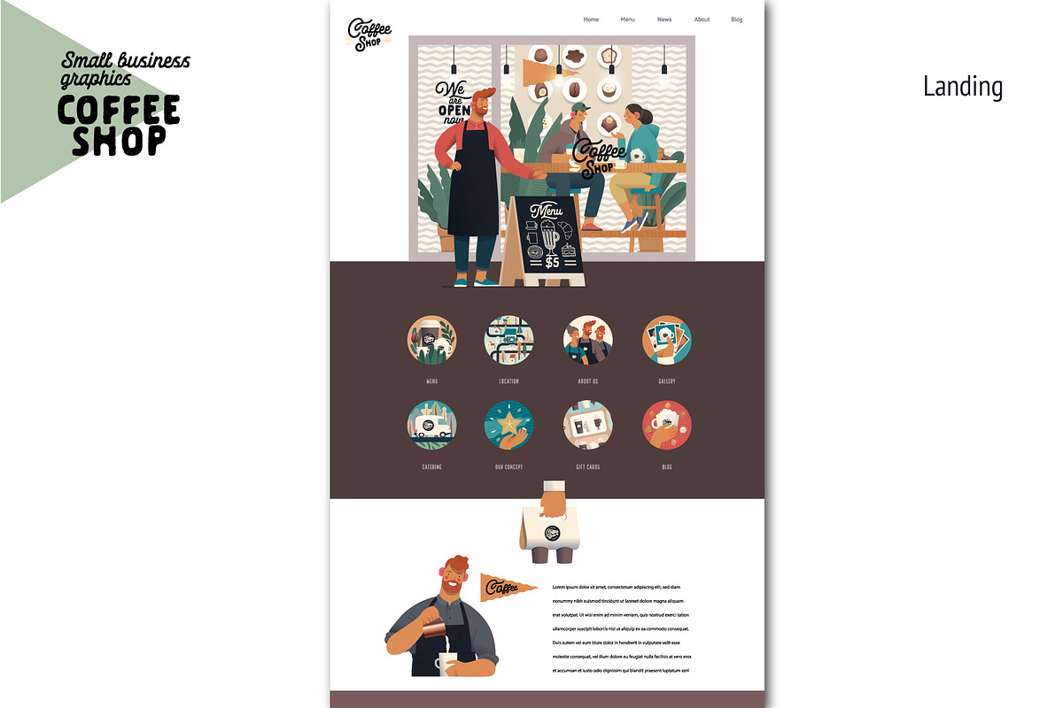 Coffee shop, Small business (vector), a Templates & Theme by Grivina's shop (Photo 18 of 20)