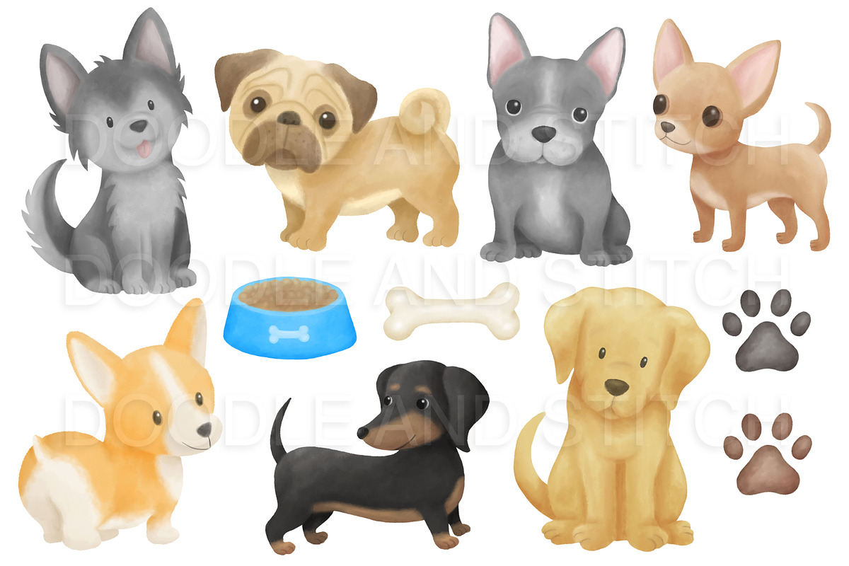 Watercolor Dogs Illustrations, an Animal Illustration by Doodle and Stitch (Photo 2 of 2)