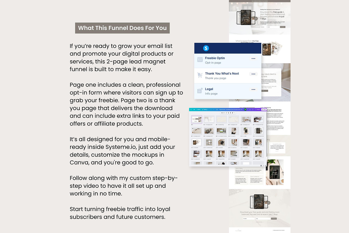 Systeme.io Neutral Sands Lead Funnel, a Landing Page Template by Hayley's Digital Hub (Photo 2 of 10)