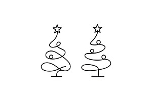 Line Art Christmas Tree Logo, a Branding & Logo Template by Vectorium Studio