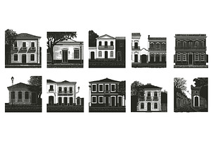 House facades engraving. House, an Object Illustration by Stock-Smart-Start