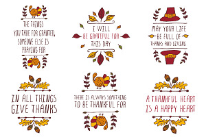 Handdrawn Thanksgiving elements