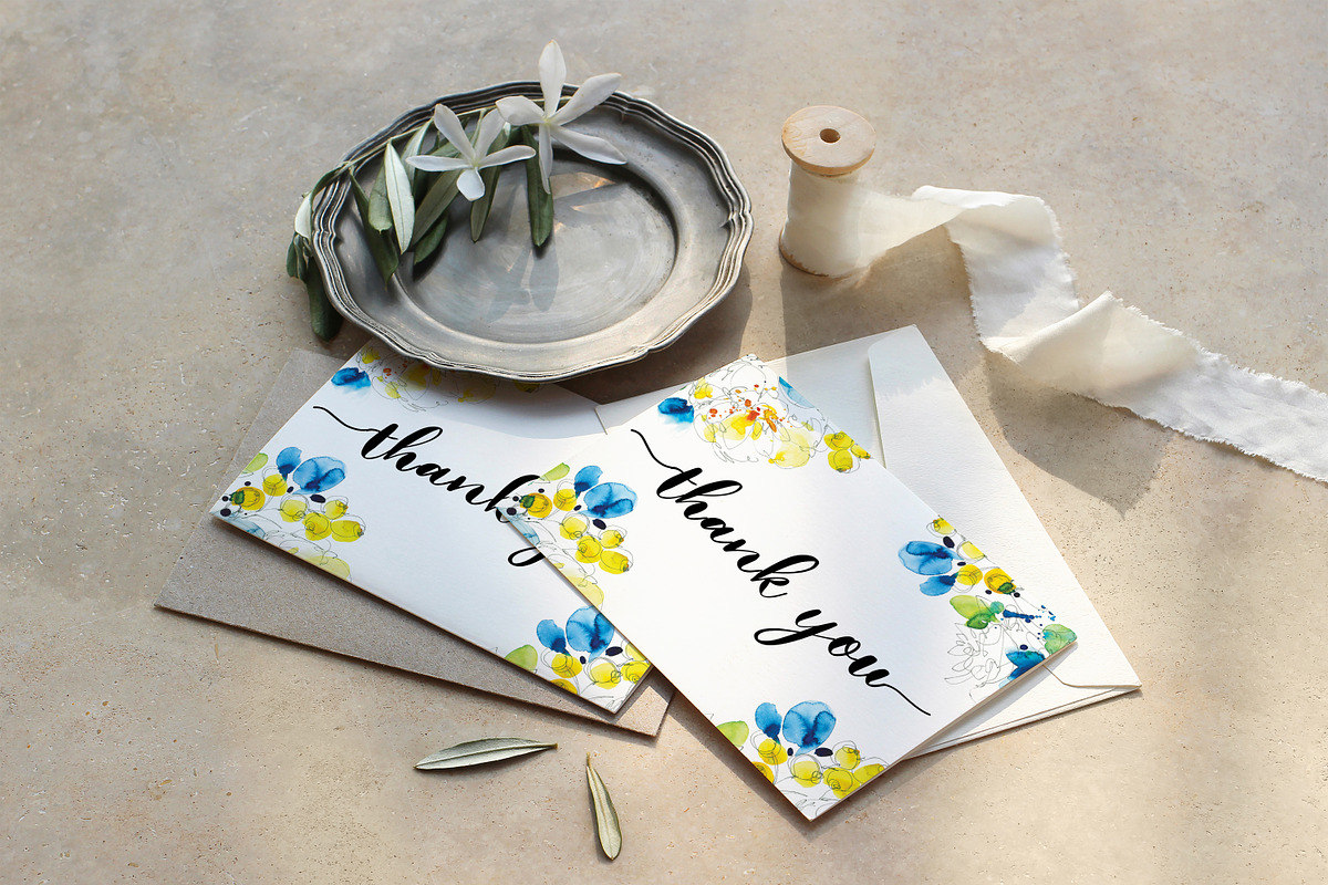 watercolor peony thank you card, a Card Template by TurquoiseDesign (Photo 3 of 4)