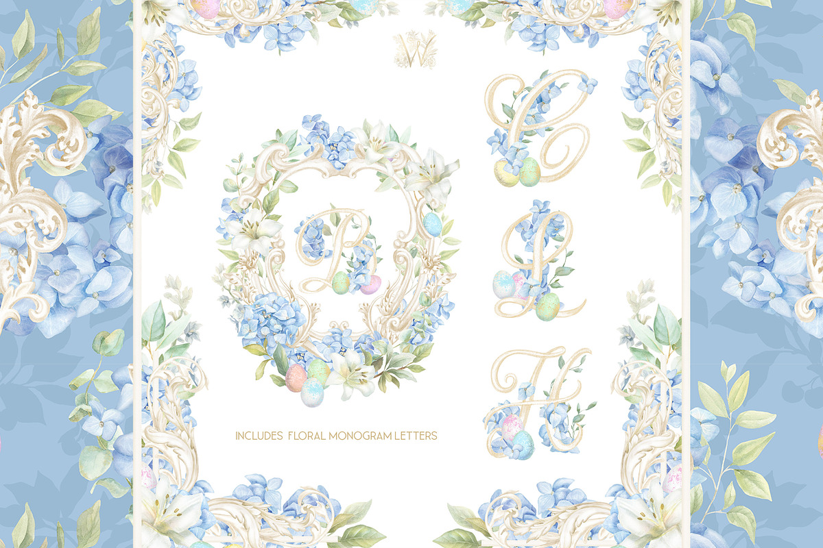 Easter Floral Crest Watercolor Set, a Seasonal Illustration by WonderWonder (Photo 6 of 8)