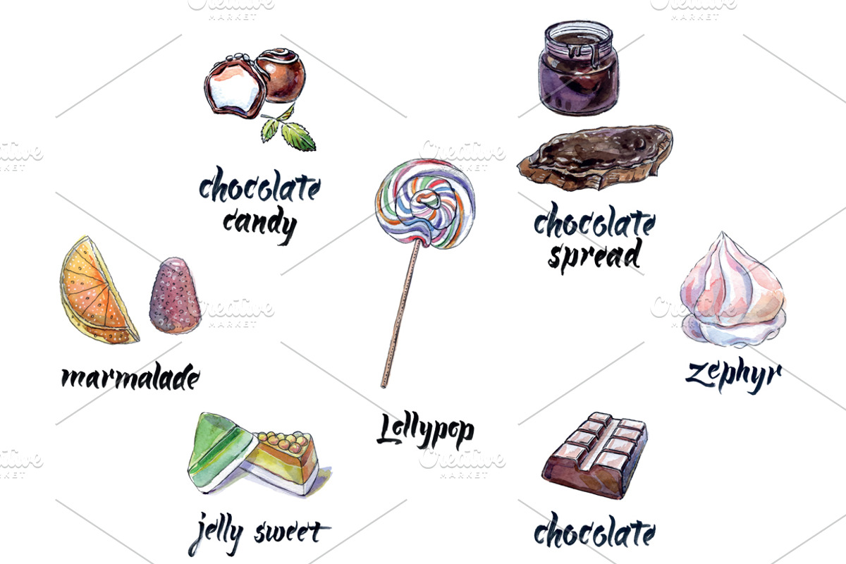 Watercolor sweets, a Food Illustration by miminoshka (Photo 5 of 10)