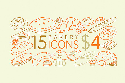 Amazing bakery icon set