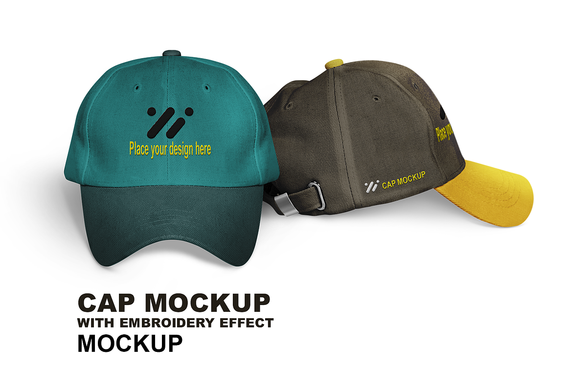 Cap Mockup With Embroidery Effect, an Apparel Mockup by GraphicsPixel (Photo 1 of 5)