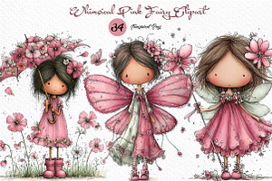 Whimsical Pink Fairy Clipart, a Seasonal Illustration by Craft Nest
