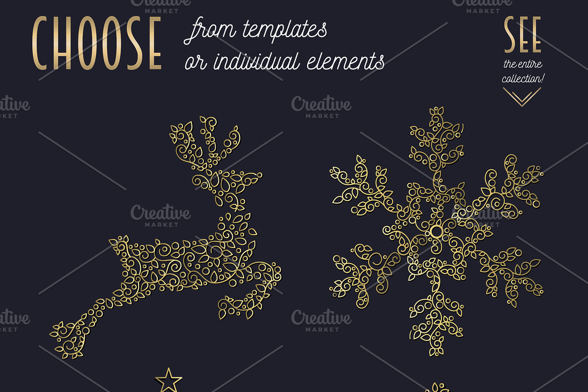 Christmas Gold Line Art Set, a Graphic by Cienpies Design (Photo 5 of 7)