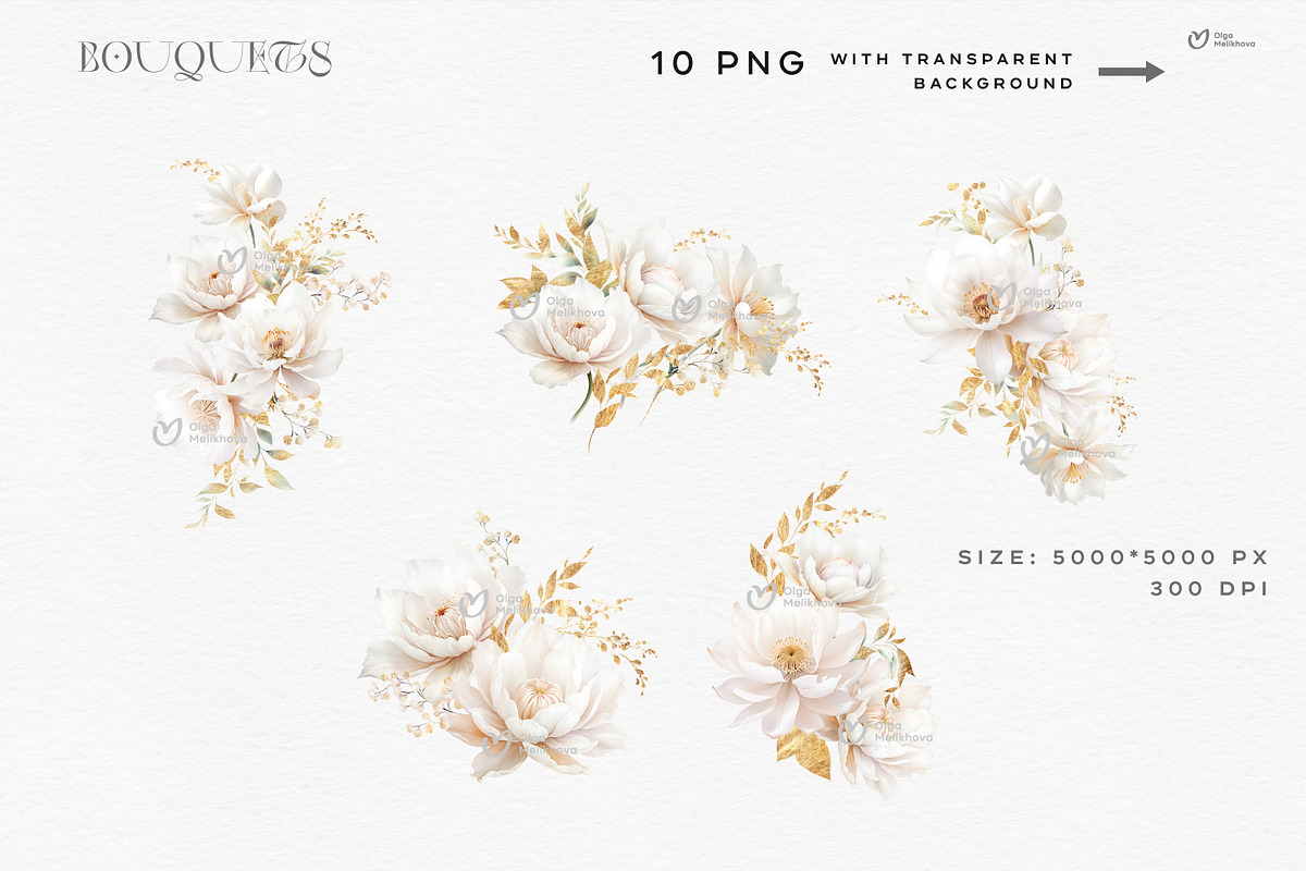 Fantasy flowers, White peonies, an Object Illustration by ollalya (Photo 3 of 9)