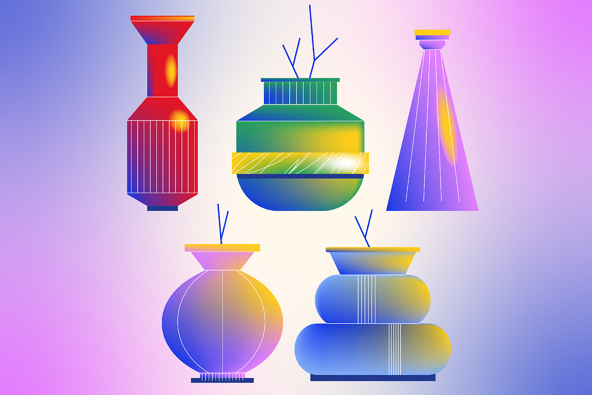 Purple Gradient Vase Illustration, an Object Illustration by graphicook