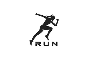 Woman Running Silhouette of Athletic, a Branding & Logo Template by yanuart