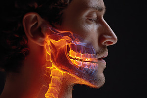 Glowing jaw and neck anatomy side profile, an Abstract Photo by AlyaAnd