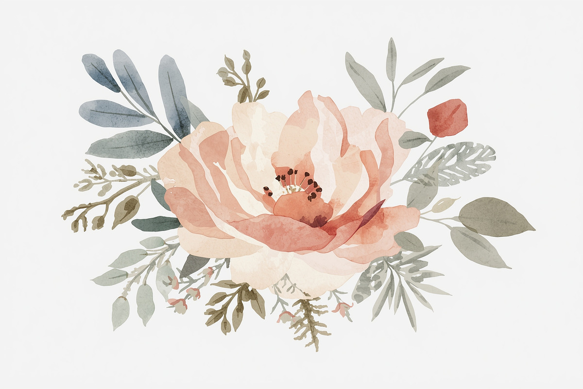 Watercolor Peony Floral Clipart Bund, a Graphic by Creativeshirt (Photo 11 of 15)
