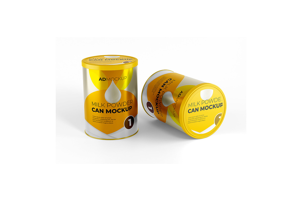 Food & Milk Powder Tin Can Mockup, a Packaging Mockup by Adstart (Photo 8 of 8)