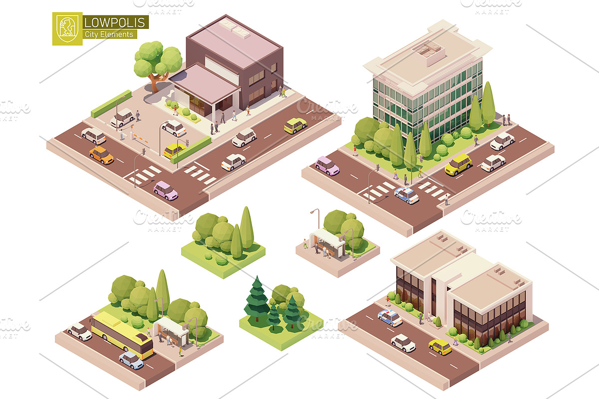 Isometric city map elements, an Object Graphic by tele52 (Photo 12 of 72)