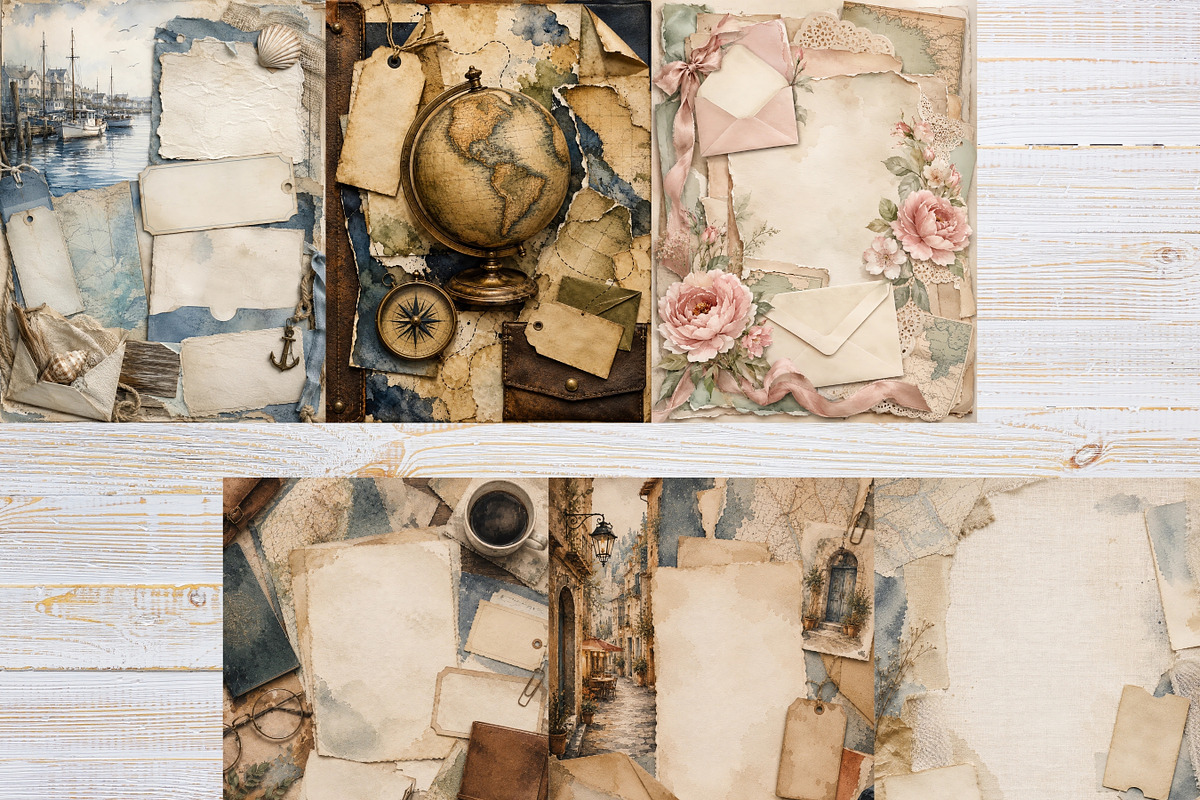 Vintage Travel Junk Journal Pages, a Background Graphic by LA Design (Photo 3 of 10)