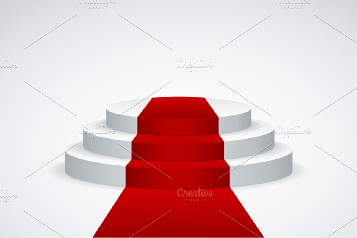 Vector podium with red carpet