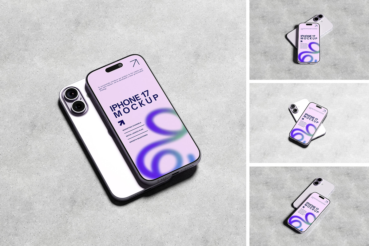 iPhone 17 Mockup, an iPhone Mockup by HanaSaka_Studio (Photo 1 of 5)