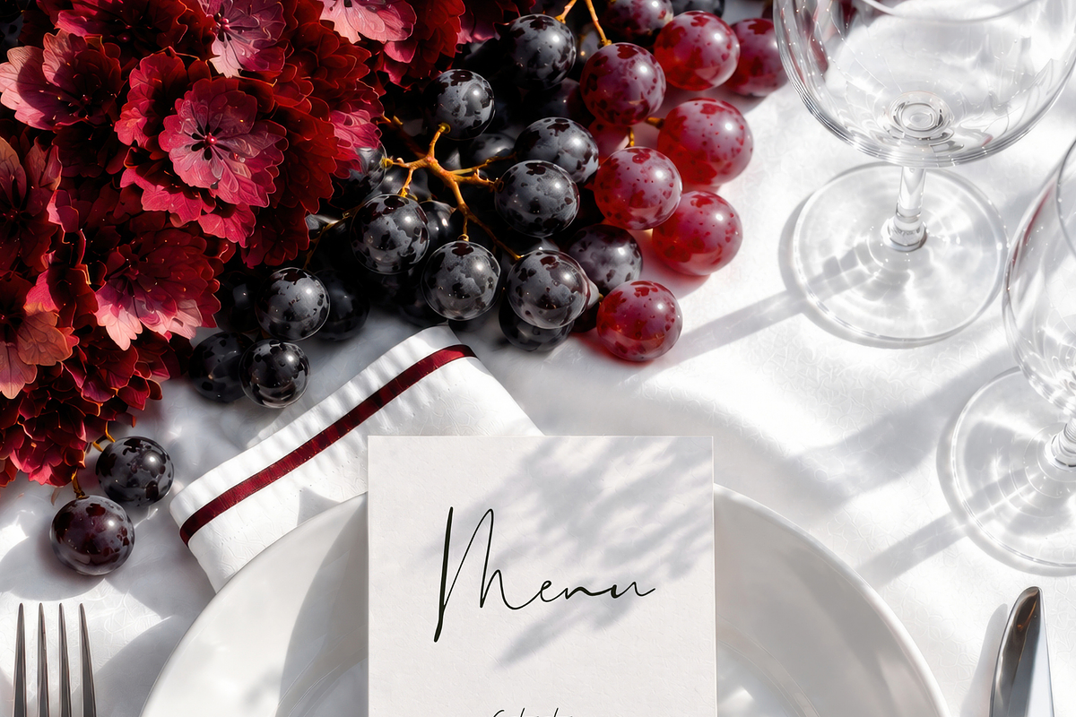 Burgundy Wedding 4x9.25 Menu Mockup, an Advertising Mockup by Serenefeeling (Photo 3 of 7)
