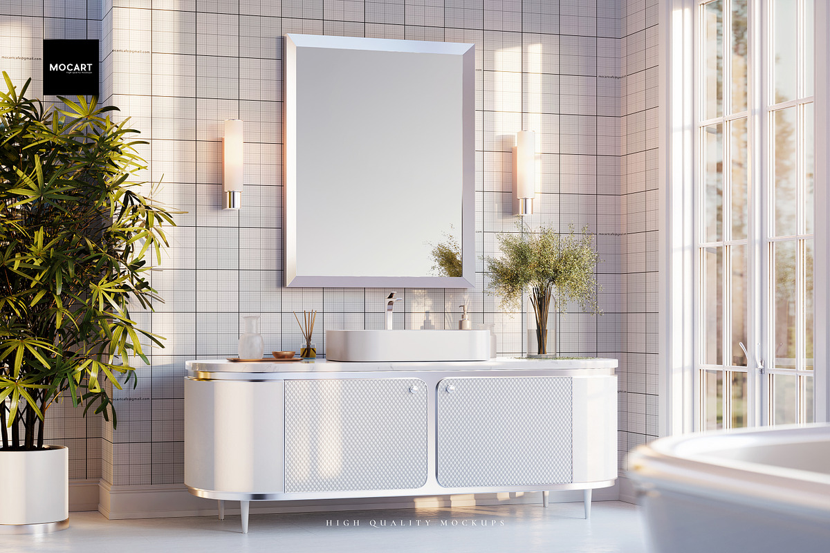Bathroom Wallpaper Interior Mockup 3, a Household Mockup by Mocart (Photo 8 of 9)
