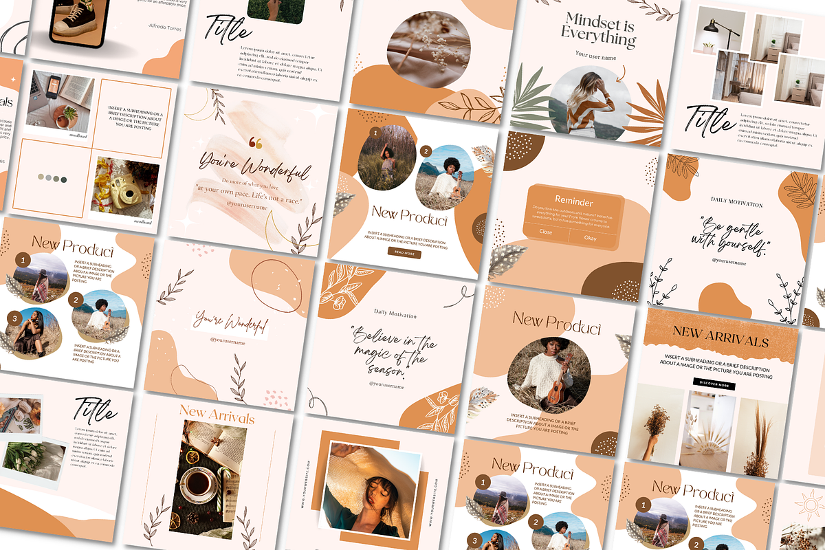 50 Boho Instagram Template Canva, a Social Media Template by Daily Creative (Photo 2 of 6)