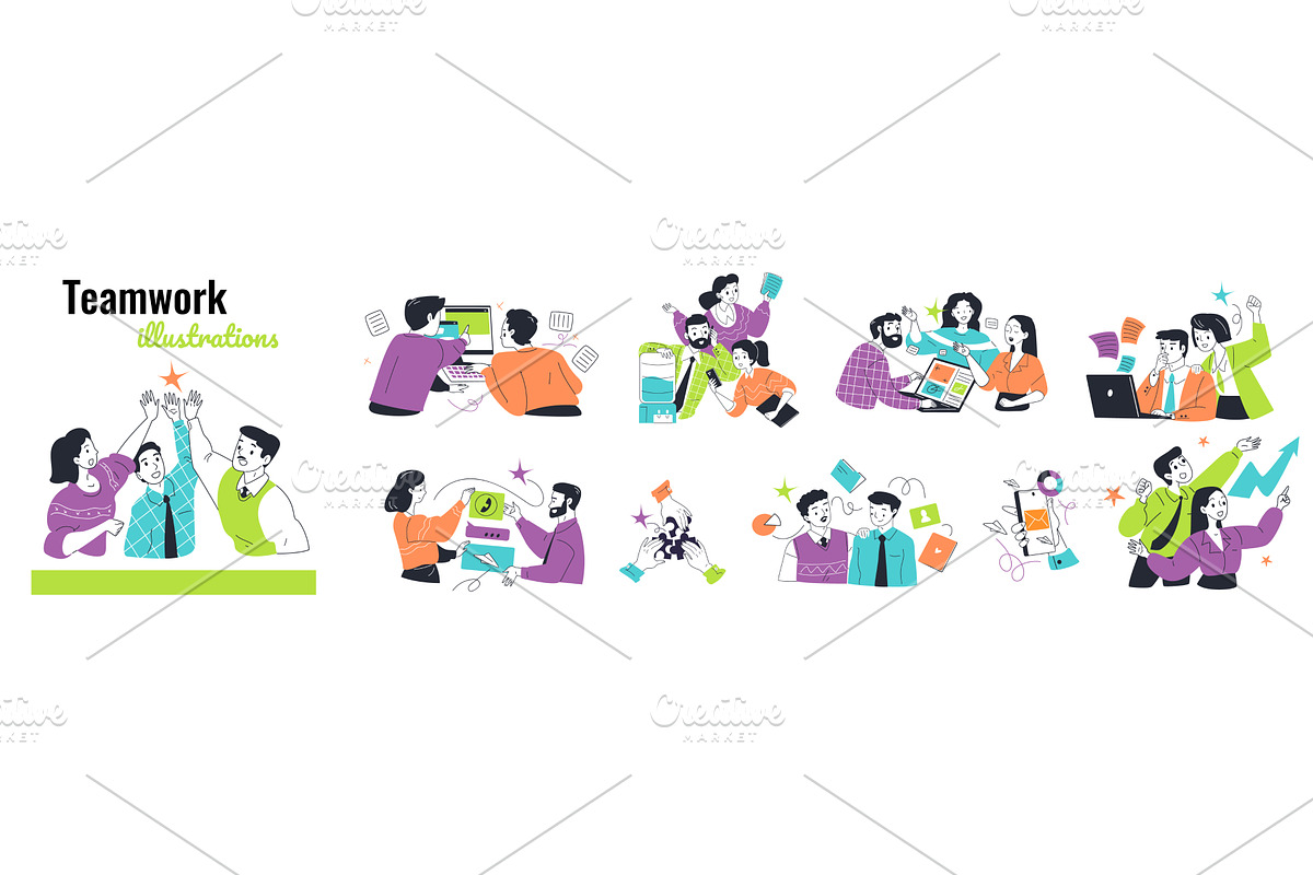 Office teamwork scenes. Work team, a Person Illustration by Stock-Smart-Start