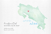 Watercolor Map of Costa Rica, an Illustration by Beloved Paper (Thumbnail 1 of 6)