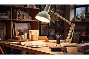 task work light ai generated, an Industrial Photo by pikepicture