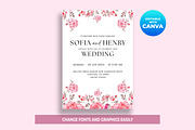 Pink Floral Wedding Invite Template, an Invitation Template by M9 Design (Thumbnail 2 of 5)