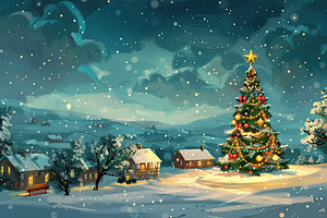 Christmas card featuring a snowy win, a Photo by LOGOCREATIVE