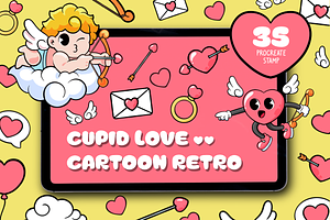 Cupid Love - Retro Cartoon Stamp