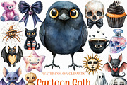 Watercolor Cartoon Goth Clipart, an Illustration by Craft Nest (Thumbnail 1 of 6)