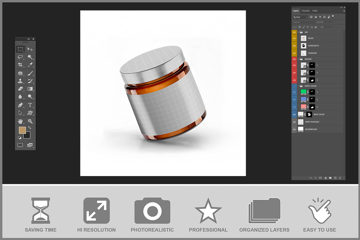 Amber Glass Jar Mockup PSD, a Packaging Mockup by Bruno's Shop (Photo 3 of 4)