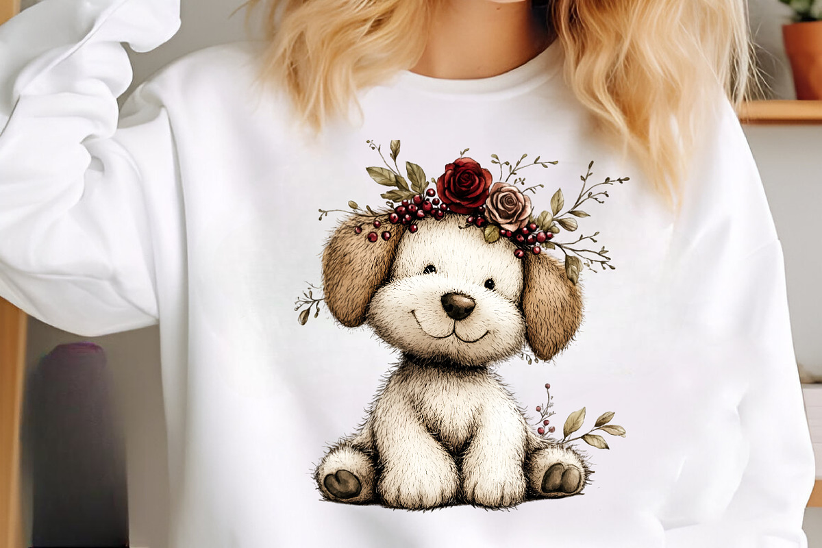 Whimsical Dogs Floral Clipart, an Illustration by SinaCreation (Photo 9 of 11)