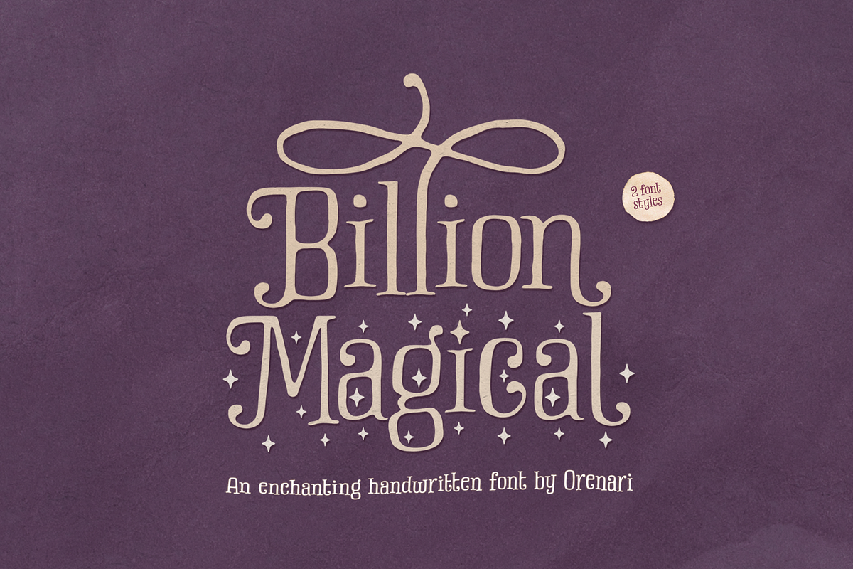 Billion Magical, a Handwritten Font by Orenari (Photo 1 of 13)