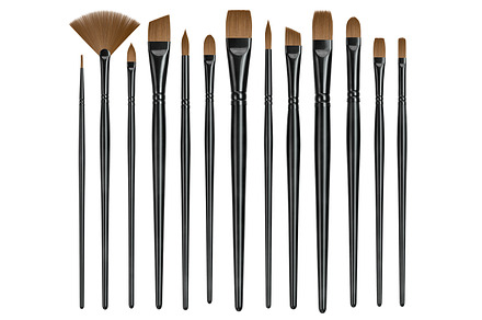 Set of brushes on a transparent back