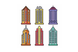 Colorful City Buildings Flat Design