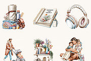 Watercolor Father & Kids Clipart, a Person Illustration by BusyDaydesign (Thumbnail 3 of 9)
