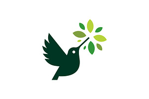 Hummingbird Colibri Leaf Tree Logo