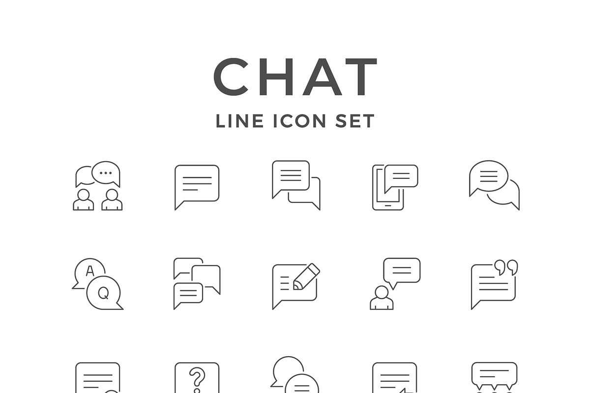 Set Line Icons of Chat, an Outline Icon by motorama (Photo 1 of 2)