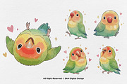 15 Bundle Watercolor Love Bird Cute, an Animal Illustration by Morspective (Thumbnail 7 of 8)