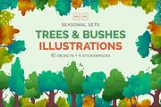 Trees and Bushes Illustration, a Graphic by 35lab (Thumbnail 1 of 6)