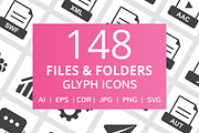 148 Files & Folders Glyph Icons, an Outline Icon by IconBunny (Thumbnail 1 of 6)