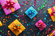 86 Gift boxes with ribbons and bows, a Holiday Photo by Handmadefont (Thumbnail 61 of 90)
