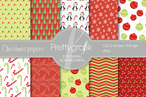 Christmas digital paper, commercial preview 4