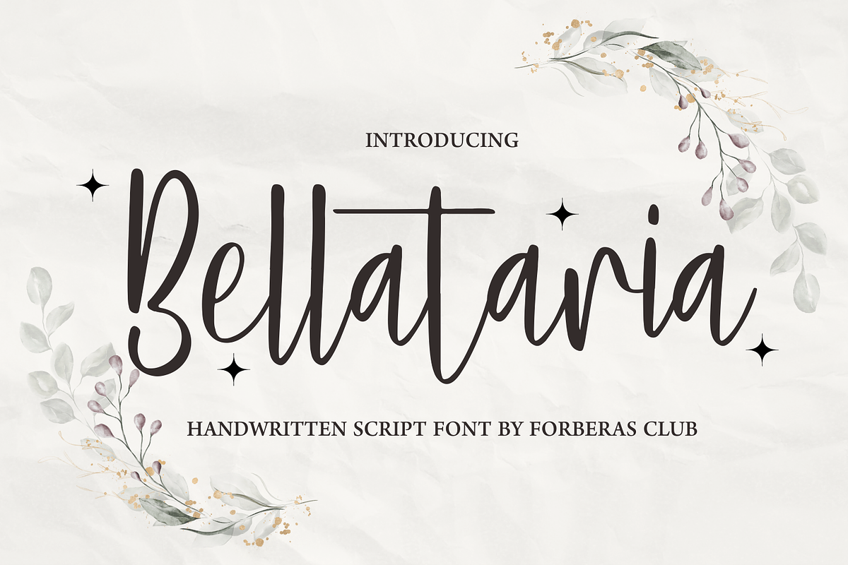Bellataria | Script Handwritten Font, a Script Font by Forberas Club (Photo 1 of 8)
