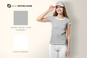Women's Tshirt With Cap Mockup, a Shirt Mockup by Designertale (Thumbnail 9 of 12)