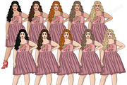 Valentine's Day Girls Clipart, a Seasonal Illustration by GlamArtZhanna (Thumbnail 4 of 5)