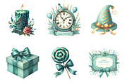 Vintage Soft Teal Birthday Clipart, an Illustration by SinaCreation (Thumbnail 3 of 5)